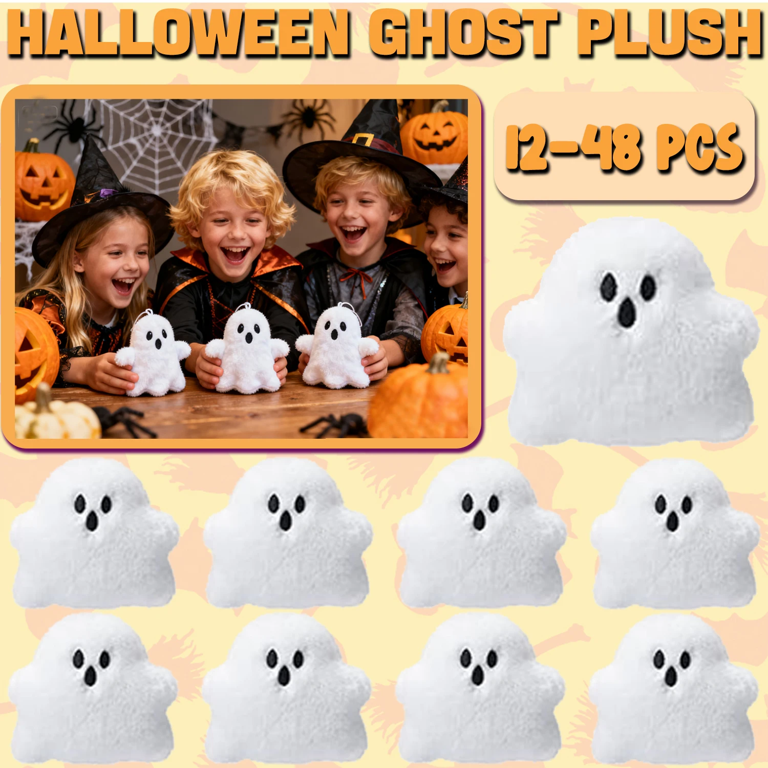 Llavero de peluche mini fantasma Halloween, juguete blando
