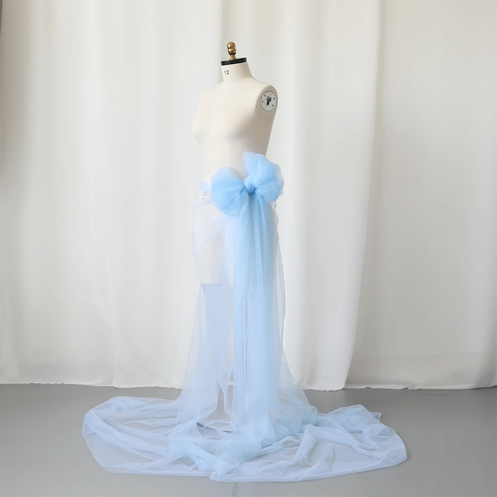 Vestido de embarazo de tul para sesión de fotos con lazo - imagen 4