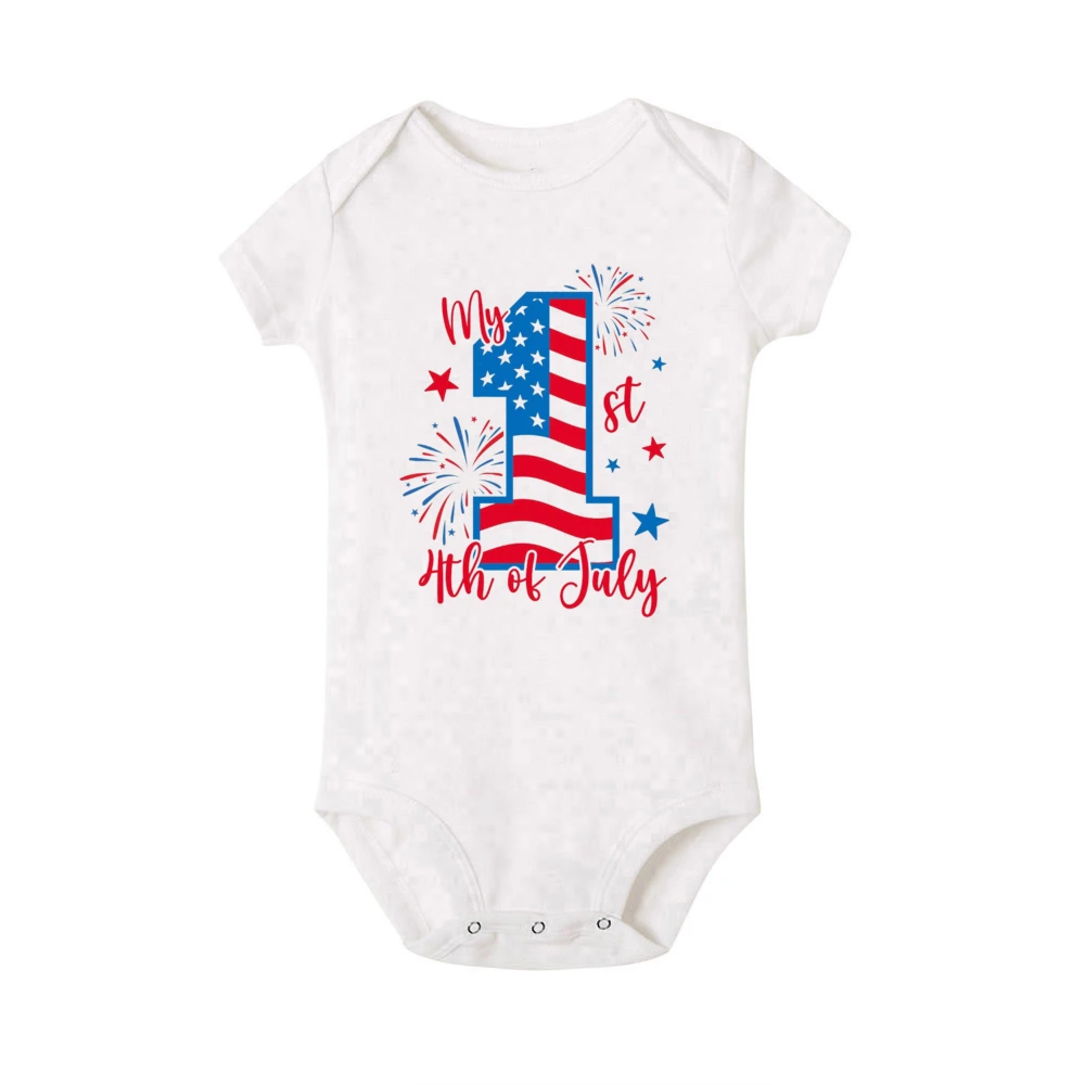 Pelele manga corta para bebé – Estampado 4 de julio unisex
