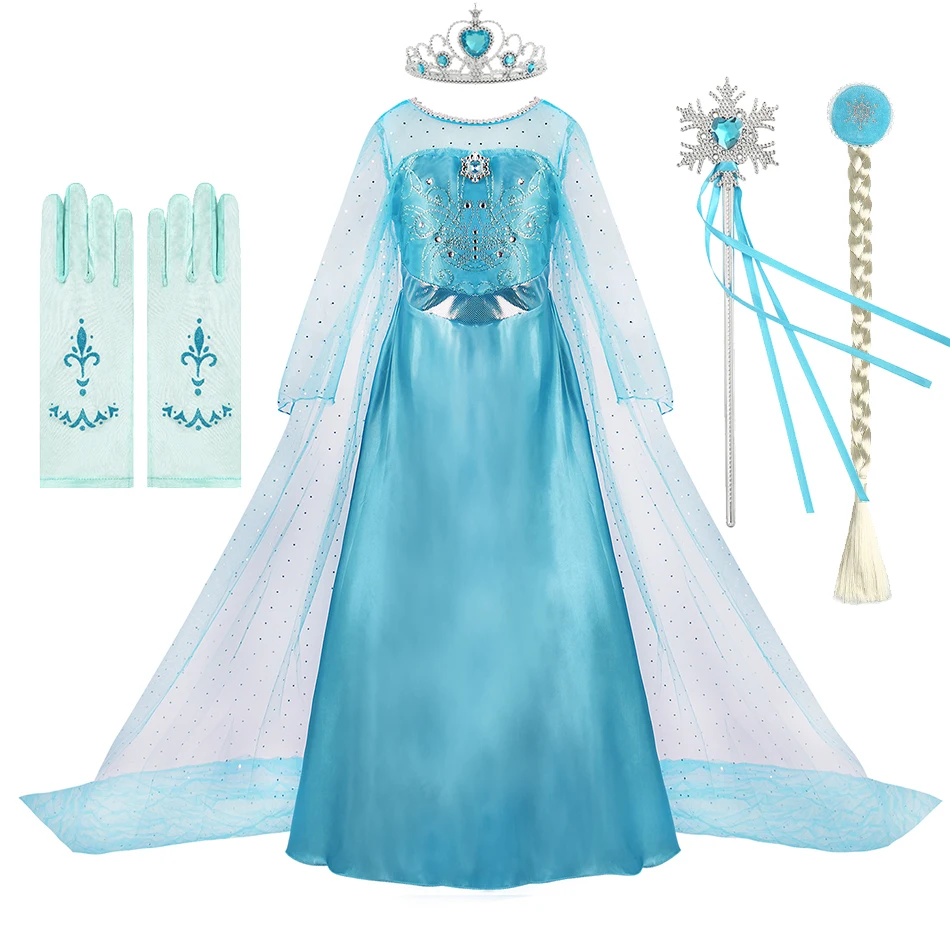 Vestido largo princesa Elsa para niña – Disfraz de fiesta - imagen 5