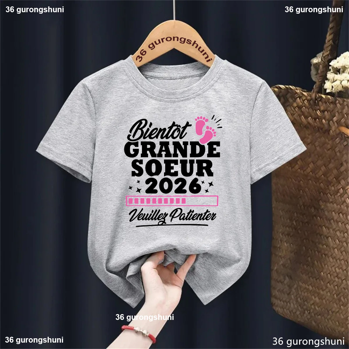Camiseta de niña gran hermana estampada con estilo tierno kawaii - imagen 2