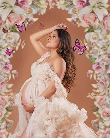 Detalle volantes vestido maternidad tul