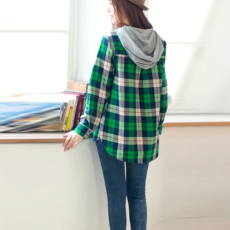 Camisa de maternidad a cuadros para lactation - Emotion Moms manga larga - imagen 4