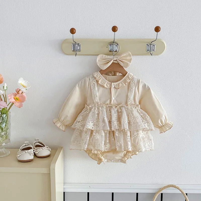 MILANCEL Body de encaje para bebé con flores bordadas - Manga larga - imagen 3