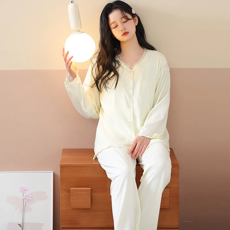 Pijama de lactancia de modal para otoño-invierno posparto - imagen 3