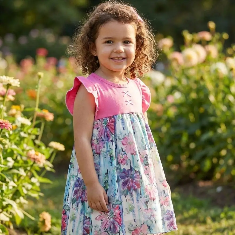 Vestido de verano niña floral transpirable tipo chaleco en A - imagen 4