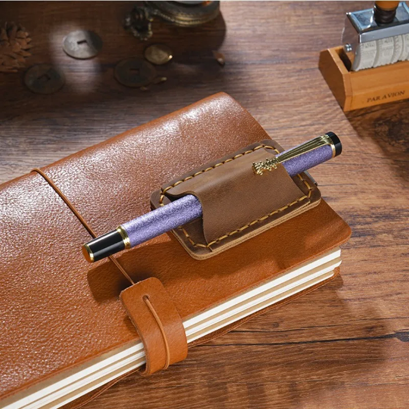 Portalápices de cuero y metal con clip para cuaderno y planificador - imagen 3