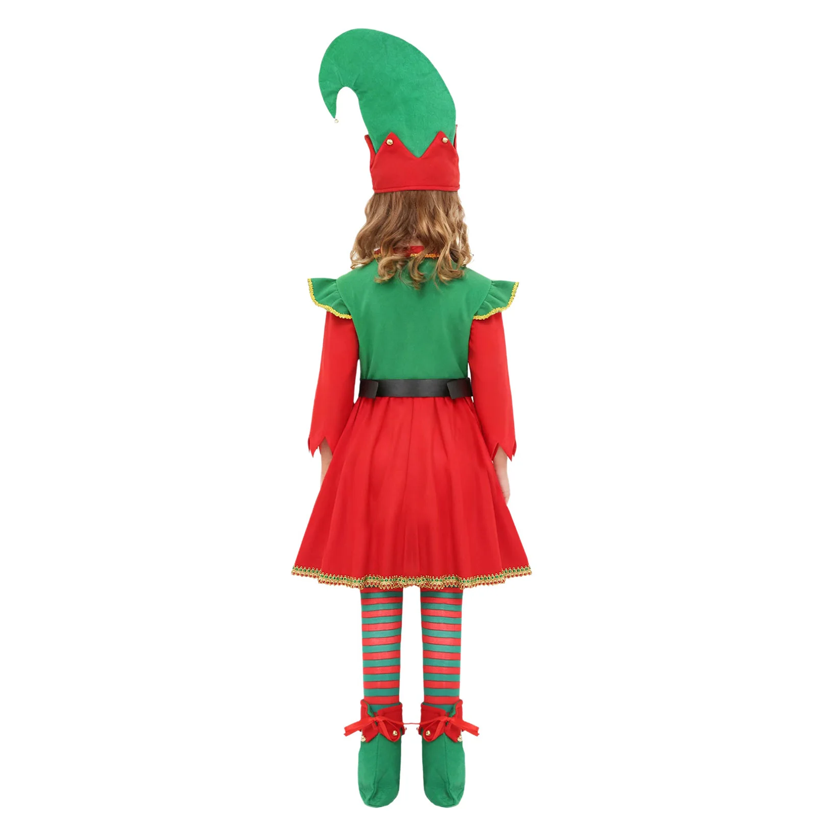 Diferentes ángulos y vistas del disfraz navideño infantil