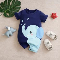 Pelele de verano de manga corta azul para bebé recién nacido