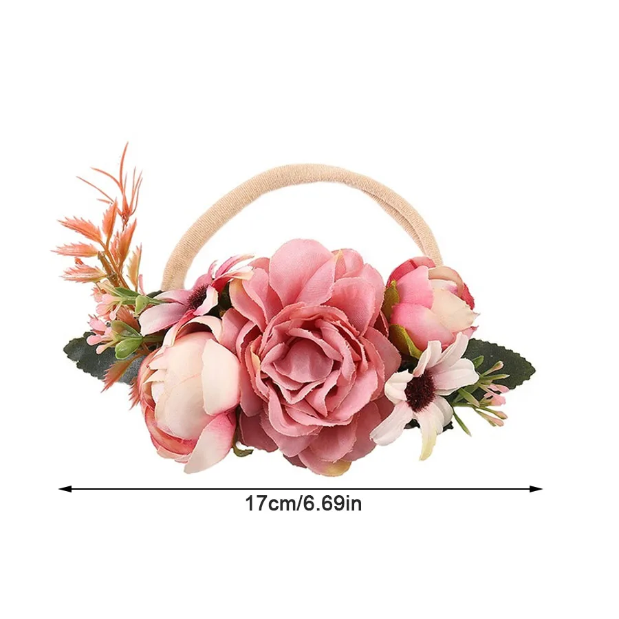 Diadema para bebé con flores de colores y elástico princesa - imagen 3