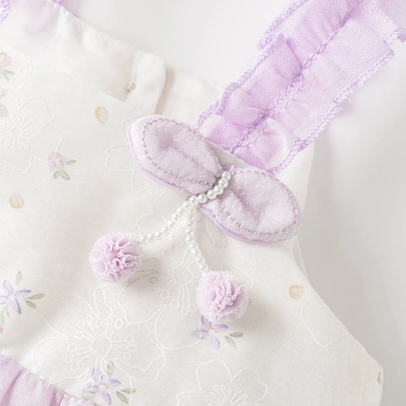 Vestido veraniego para niña de algodón floral con sombrero incluido - imagen 4