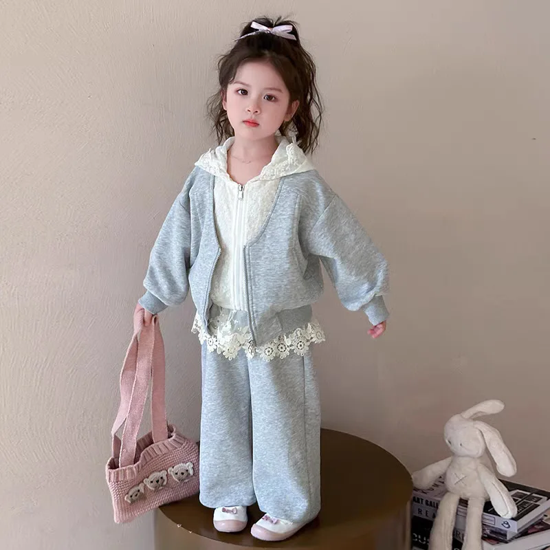 Conjunto de niña otoño: sudadera con capucha y encaje - imagen 4