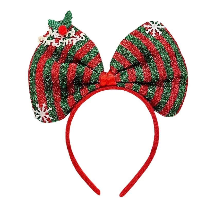 Diadema navideña niño con lazo rojo para fiestas infantiles