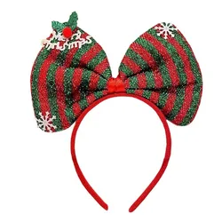 Diadema navideña niño con lazo rojo para fiestas infantiles