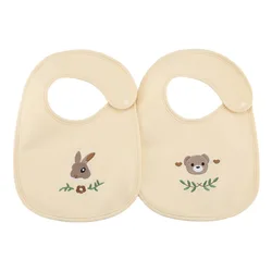 Babero impermeable para bebé – Estampado oso y conejo, algodón suave