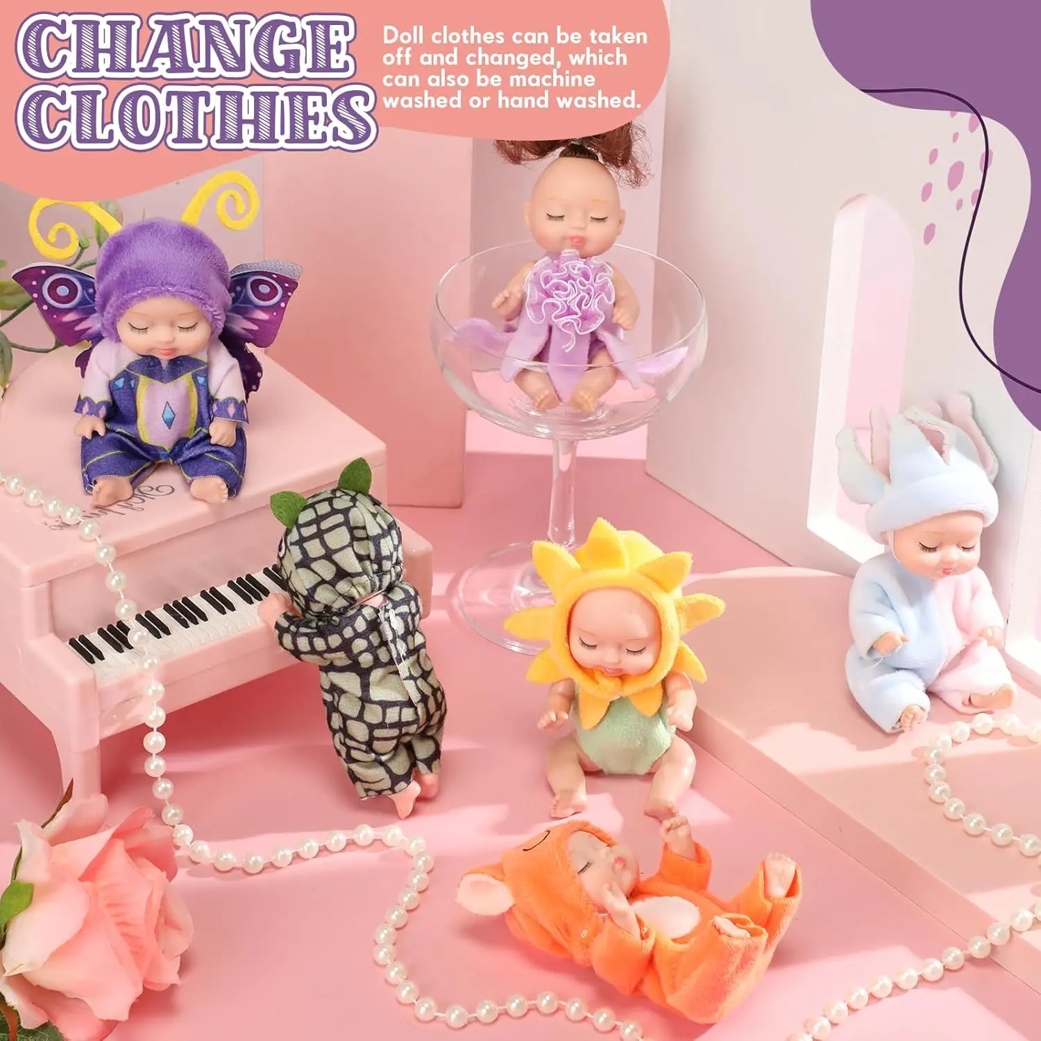 Muñeca bebé reborn mini para regalo de cumpleaños – estilo Pascua - imagen 2