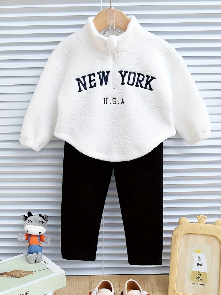 Conjunto invierno niña: camiseta felpa manga larga y panties