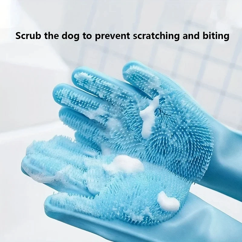 Guante de limpieza para mascotas en silicona antienredos