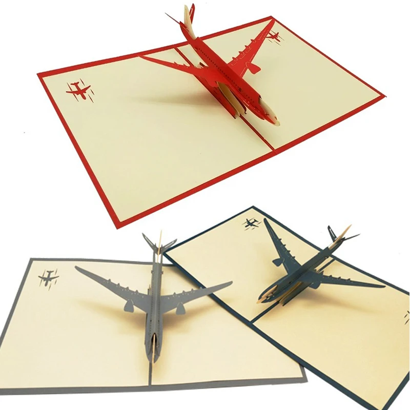 Tarjetas de felicitación plegables de avión con relieve retro ZYF