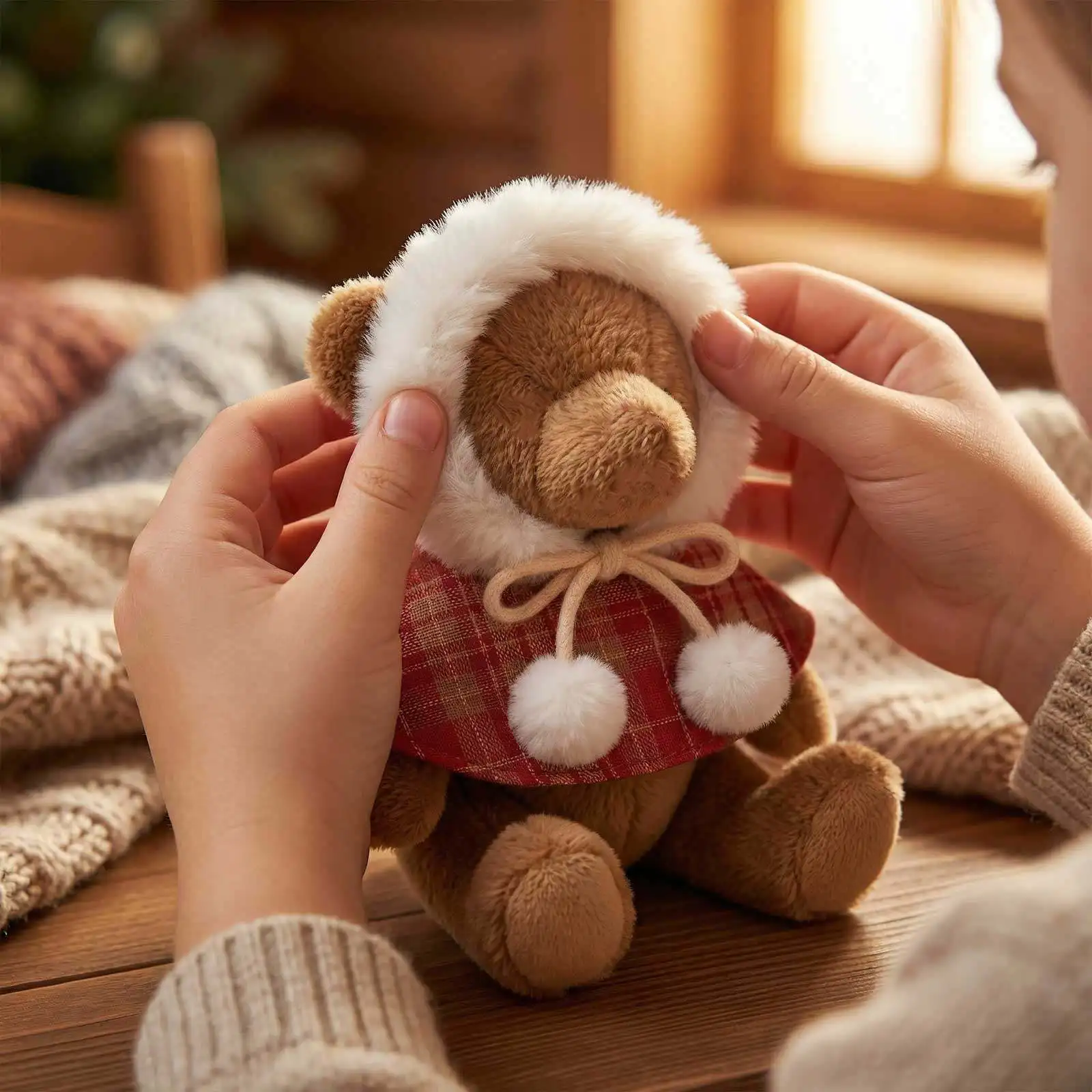 Capa de cuadros con capucha para disfraz infantil festivo Navidad - imagen 2