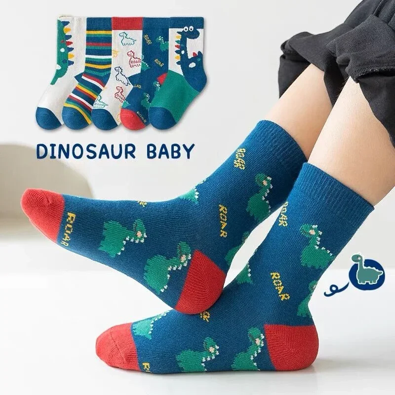 Calcetines de algodón con dinosaurios para niños - Otoño Invierno