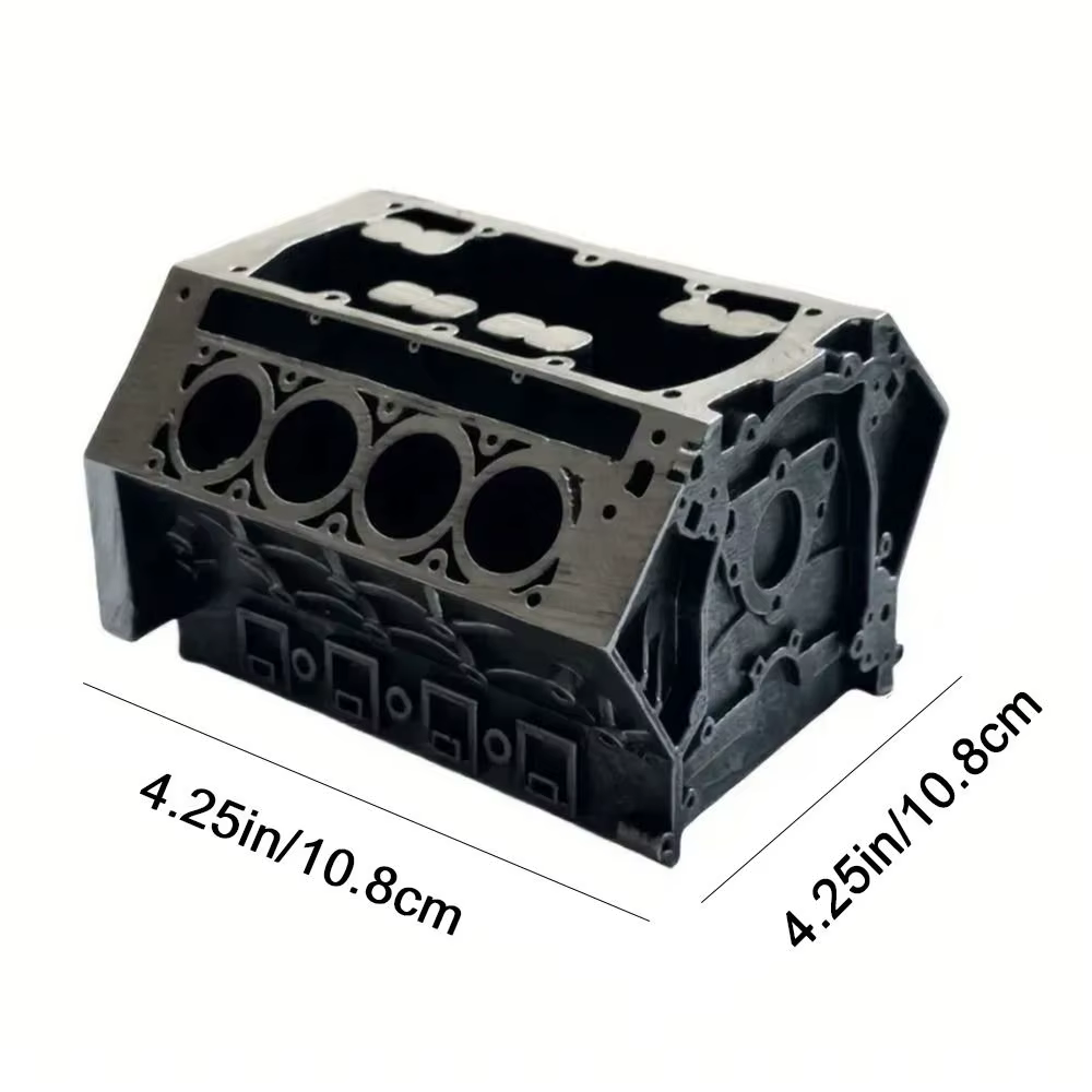Soporte para tarjetas de visita con forma de motor en resina negra