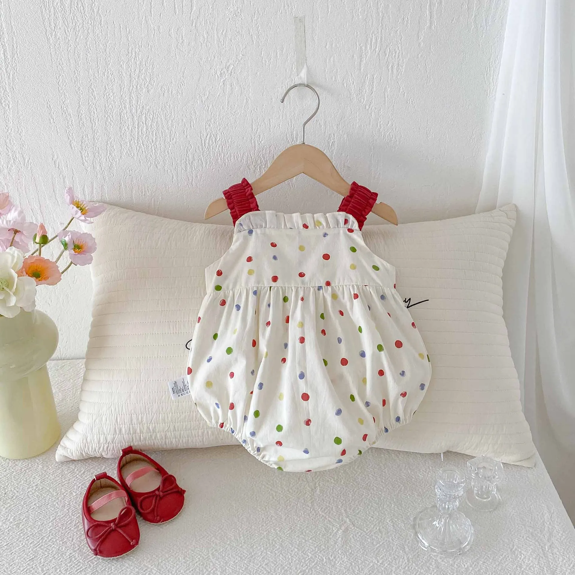 Mono de verano con lunares coloridos para bebés niñas pequeñas