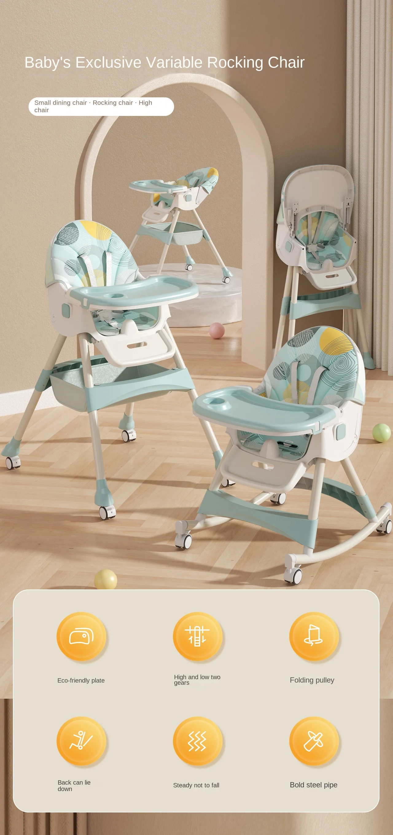 Silla de comedor reclinable para bebé