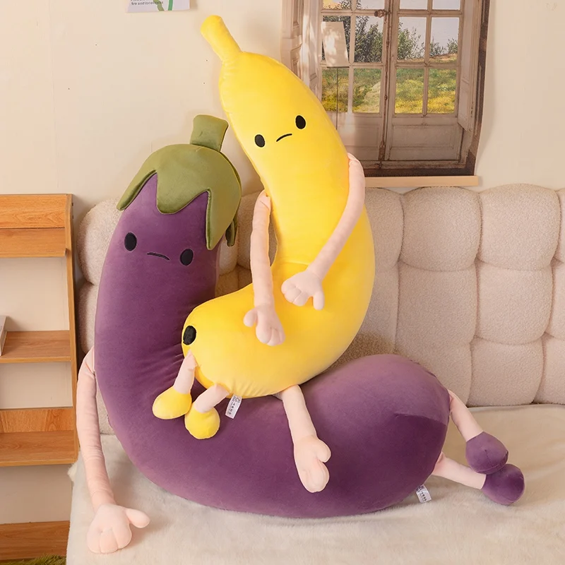 Almohada blanda con forma de plátano y berenjena para niños - imagen 5