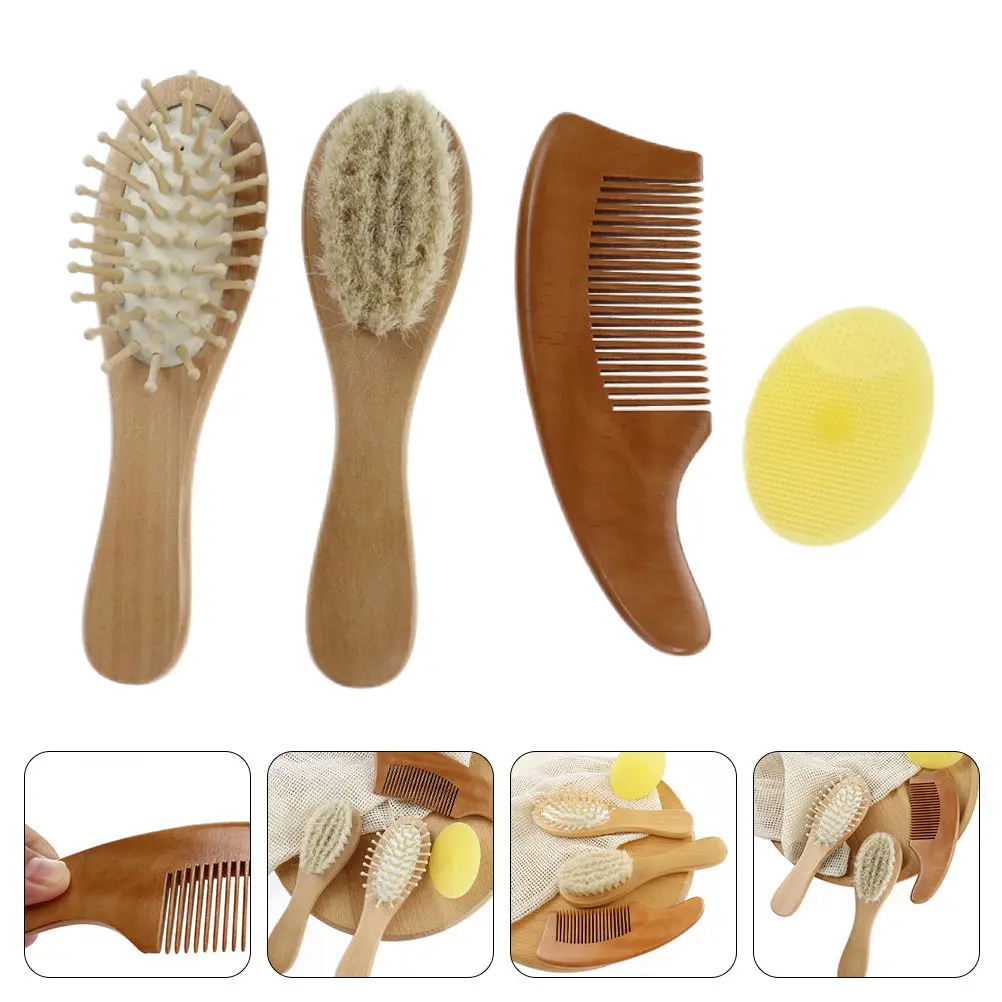 Juego de cepillos de baño infantil de madera de haya con cerdas suaves - imagen 5