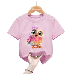 Camiseta infantil manga corta rosa con estampado de animales
