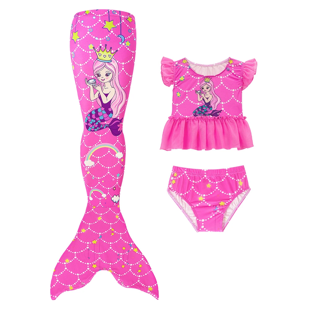 Traje de baño de sirena para niñas con cola de fantasía