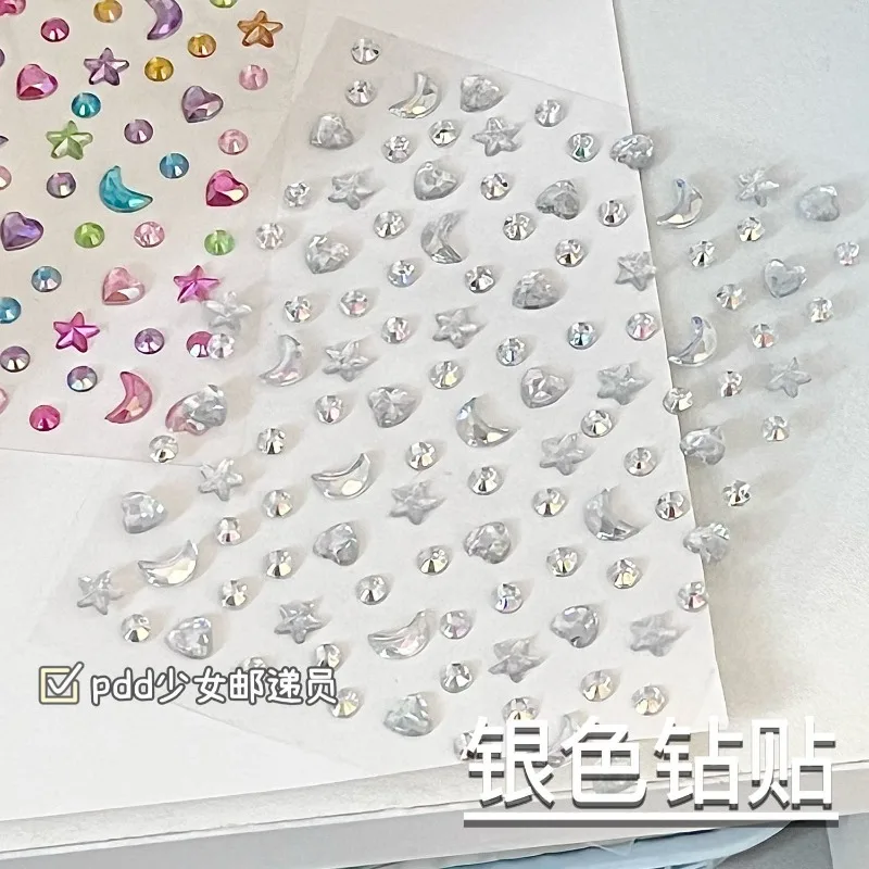 Pegatinas con relieve de estrellas, lunas y corazones con pedrería - imagen 3