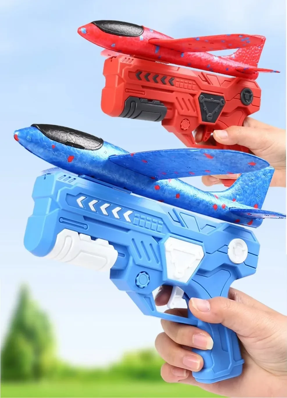 Avión de espuma con pistola lanzadora