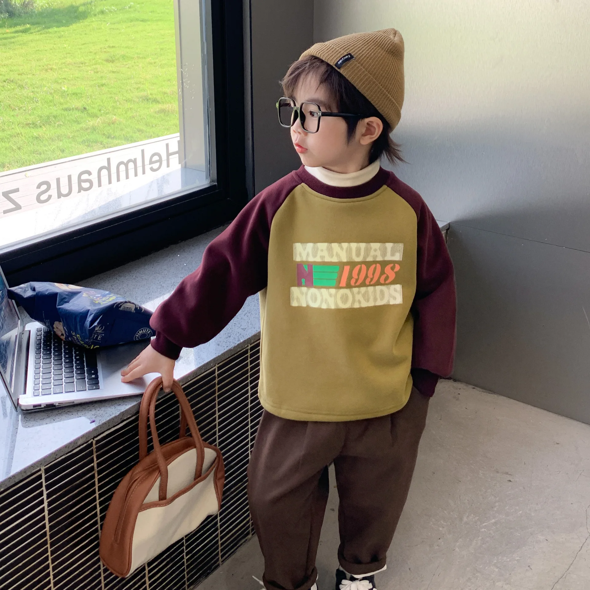 Sudadera acolchada infantil de invierno, jersey cálido de manga larga