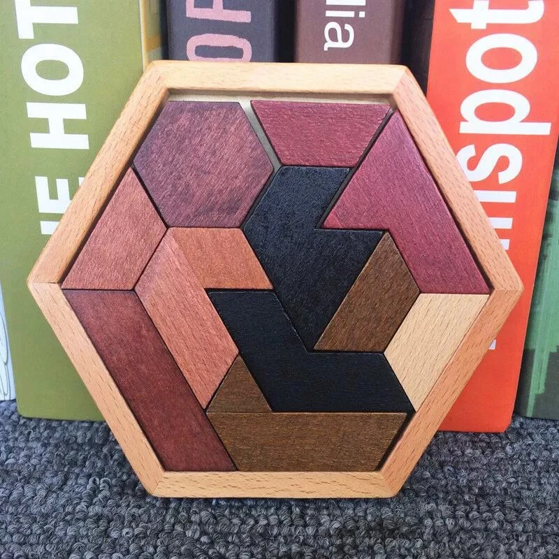 Rompecabezas Montessori de madera geométrico tipo tangram para niños - imagen 2