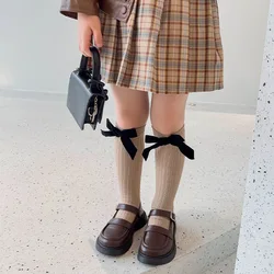 Calcetines largos de terciopelo con lazo estilo ballet princesa