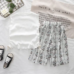 Conjunto de verano de algodón para bebé niña: chaleco y bermuda