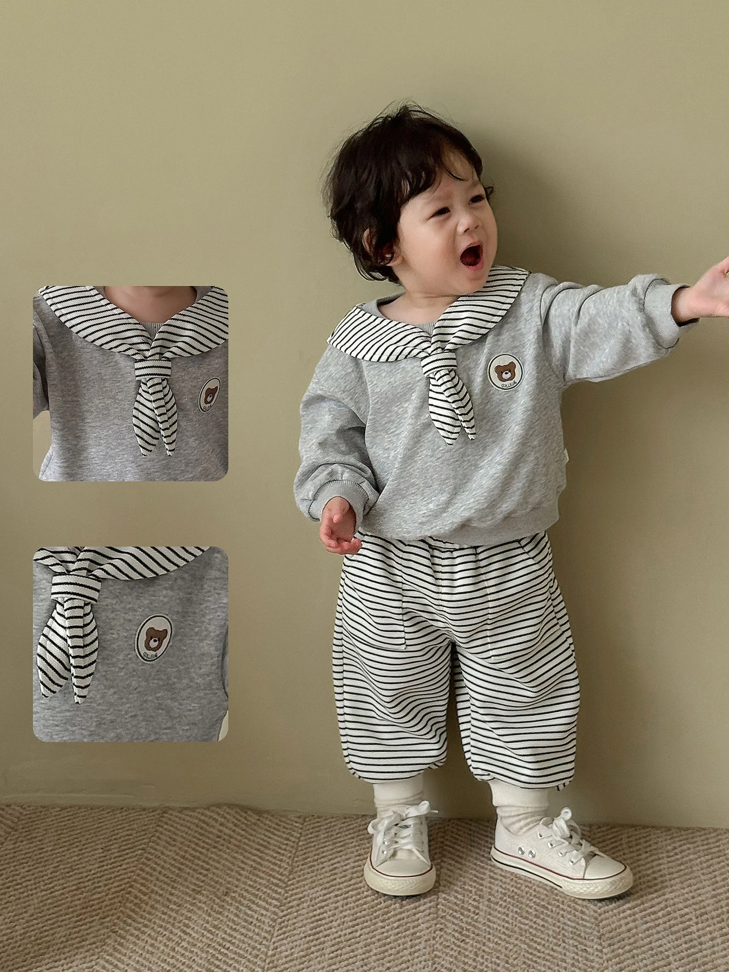 Conjunto infantil de sudadera con capucha y pantalón largo, otoño - imagen 2