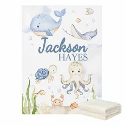 LVYZIHO juego de cama para cuna con nombre animales marinos