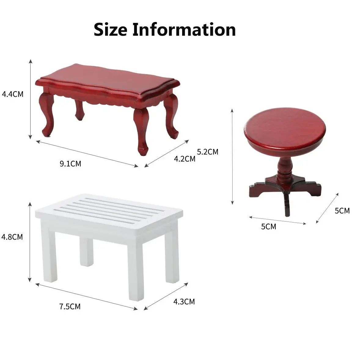 Mesa de té en miniatura y accesorios decorativos