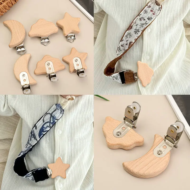 Clip para chupete de madera de roble anticaídas para bebé seguro - imagen 2