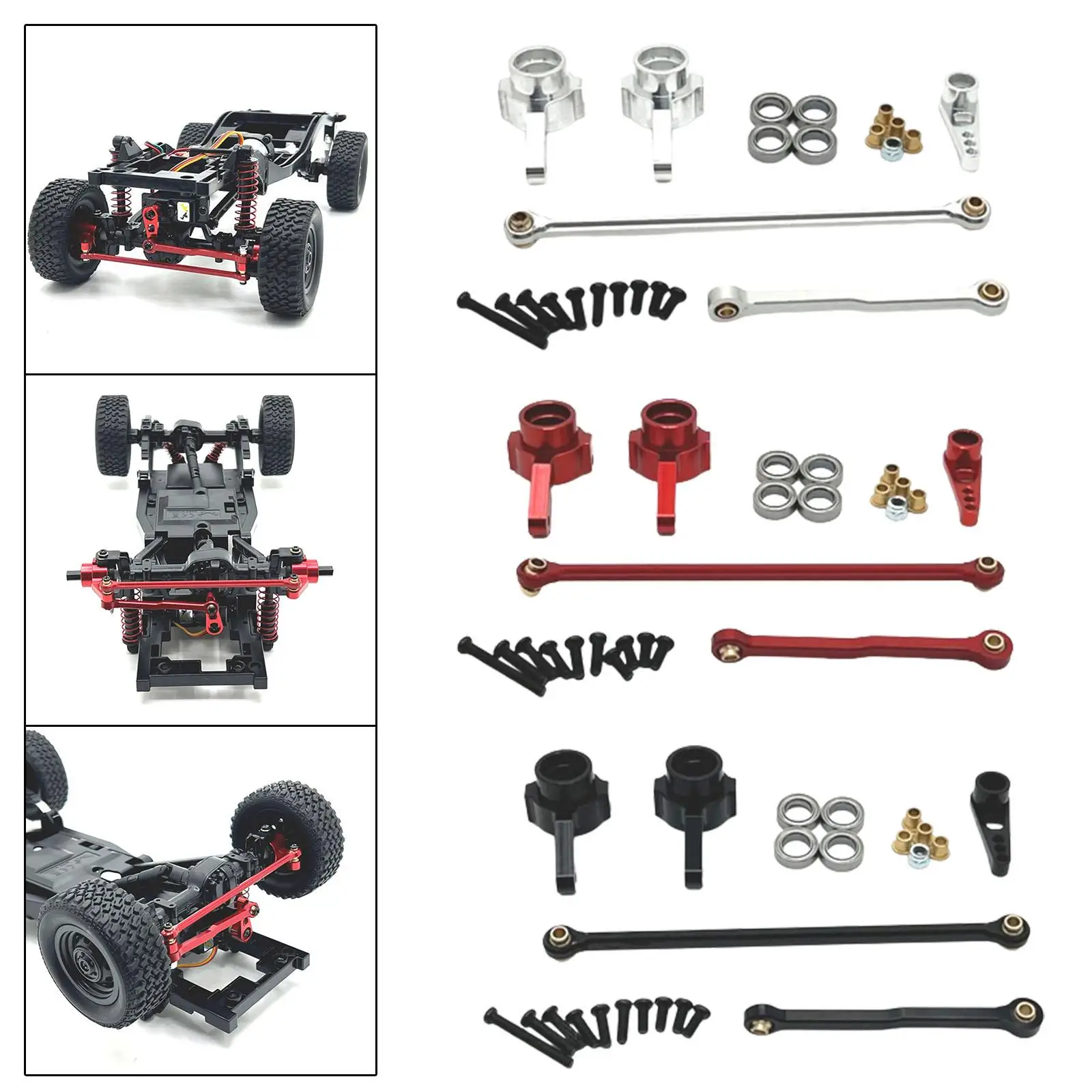 Conjunto de dirección RC metálico con servomotor para crawler - imagen 4