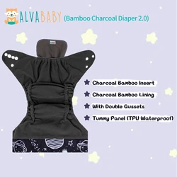 ALVABABY pañal de tela de carbón de bambú con refuerzo abdominal