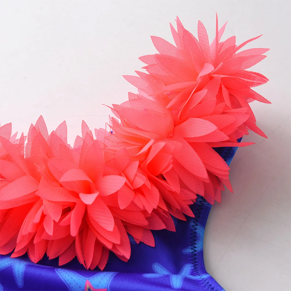 DXTON bañador de niña estampado estrellas de mar, hombros descubiertos - imagen 3