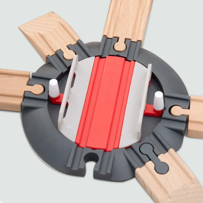 Vías de tren para niños en madera y plástico con puentes y accesorios - imagen 5