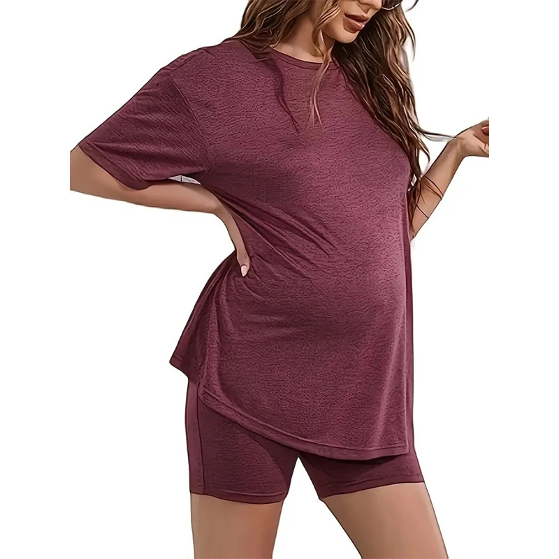 Conjunto premamá de camiseta y pantalón corto cómodo de algodón - imagen 5