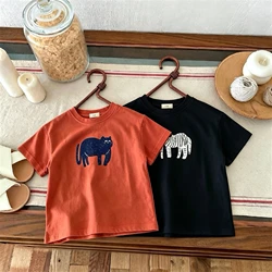 Camiseta de manga corta con estampado infantil y cuello redondo