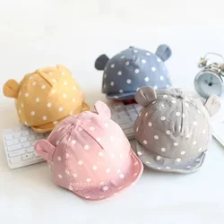 Gorro bebé algodón con orejas de oso, puntos y estilo verano