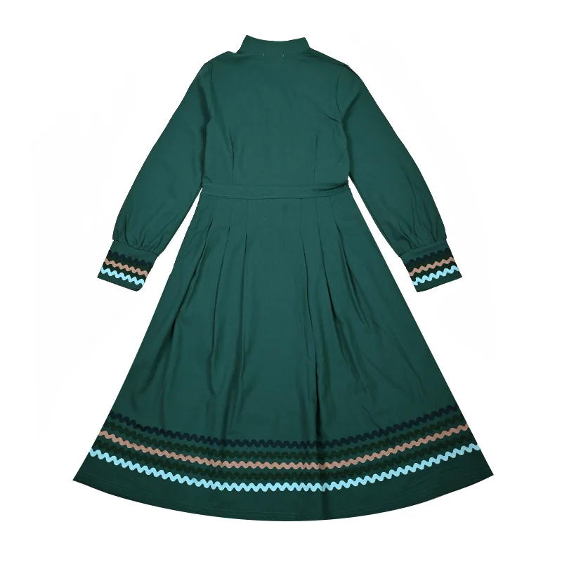 Vestido plisado cuello alto manga larga para adolescente - imagen 5